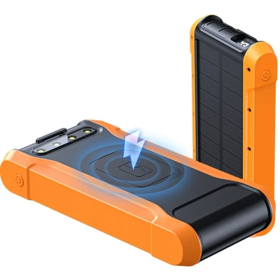 Портативная батарея PowerPlant 20000mAh, PD/18W, QC3.0, USB-C, USB-A*2, Wireless, Solar panel