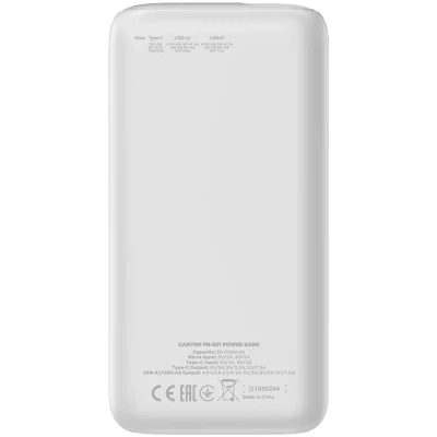 Портативная батарея Canyon PB-301 30000mAh PD/20W, QC/3.0 (CNE-CPB301W) [CNE-CPB301W-B] — фото 3