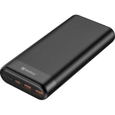 Портативна батарея Sandberg 20000mAh, PD/65W, QC/3.0, Always-ON-Mode, +cable 100W