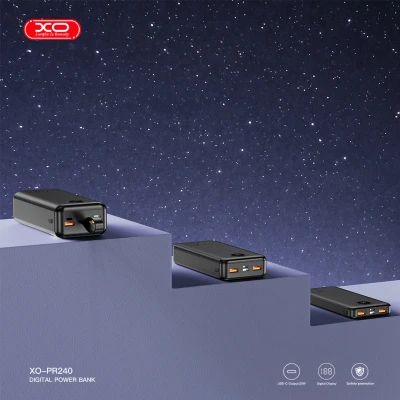 Портативная батарея XO 30000mAh, PD/20W, QC/22.5W, with light, black (PR240_Black) [PR240_Black-B] — фото 4