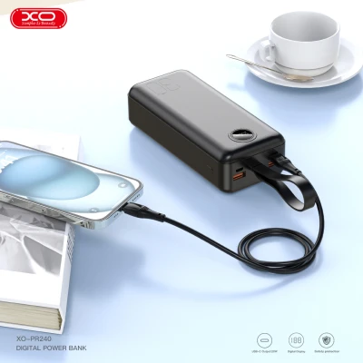 Портативная батарея XO 30000mAh, PD/20W, QC/22.5W, with light, black (PR240_Black) [PR240_Black-B] — фото 8