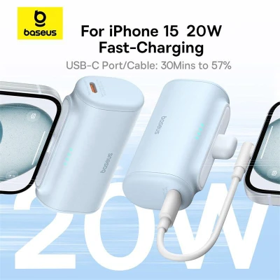 Портативна батарея Baseus Compact 4900mAh 20W Lightning, Black (PPWC05I) (P10068304112-00) [P10068304112-00-B] — фото 6