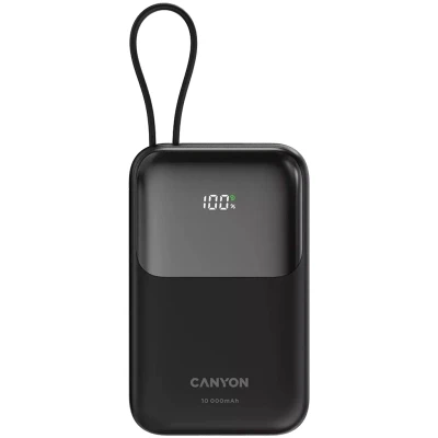 Портативна батарея Canyon 10000mAh OnPower 101 PD/22.5W built-in cable Black