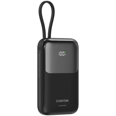 Портативная батарея Canyon 10000mAh OnPower 101 PD/22.5W built-in cable Black (CNS-CPB101BK) [CNS-CPB101BK-B] — фото 3