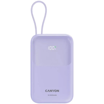 Портативная батарея Canyon 10000mAh OnPower 101 PD/22.5W built-in cable Purple