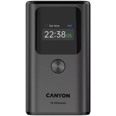 Портативна батарея Canyon 10000mAh OnPower 130 TFT PD/30W Dark Grey