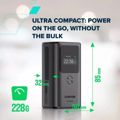 Портативна батарея Canyon 10000mAh OnPower 130 TFT PD/30W Dark Grey (CNS-CPB130DG) [CNS-CPB130DG-B] — фото 7