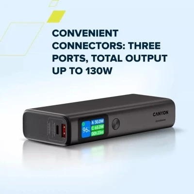 Портативная батарея Canyon 20000mAh OnPower 230 TFT PD/130W Dark Grey (CNS-CPB230DG) [CNS-CPB230DG-B] — фото 7
