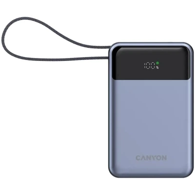Портативна батарея Canyon 20000mAh OnPower 600 PD/65W built-in cable Dark Grey