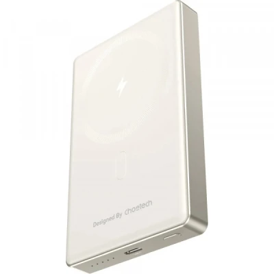 Портативная батарея Choetech Magnetic Wireless 10000mAh 20W, PD, Qi-15W, USB-C In/Out Ultra-thin, Beige