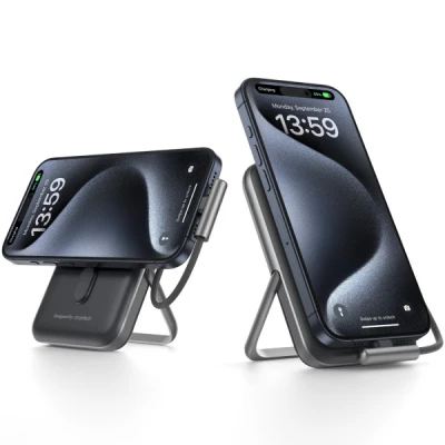 Портативная батарея Choetech Magnetic Wireless 10000mAh 20W, PD, Qi-15W, USB-C In/Out, build-in cabel, Black (B735-CCBK) [B735-CCBK-B] — фото 4