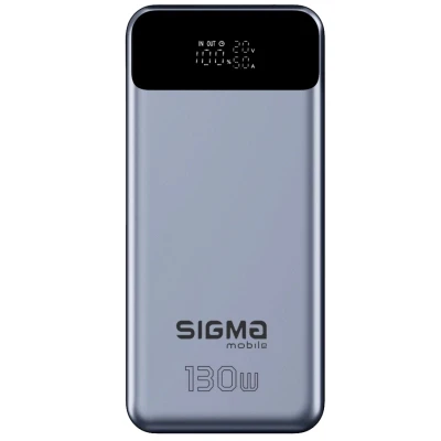 Портативна батарея Sigma X-power SI30A7QLX 30000mAh, PD/130W, LED, cable 100w, silver