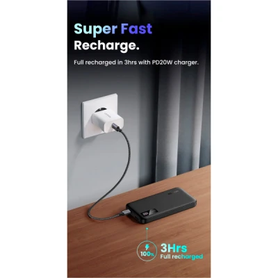 Портативная батарея Ugreen 10000mAh 20W PD, QC/3.0, USB-A, USB-C Black (PB311) (25742) [25742-B] — фото 4