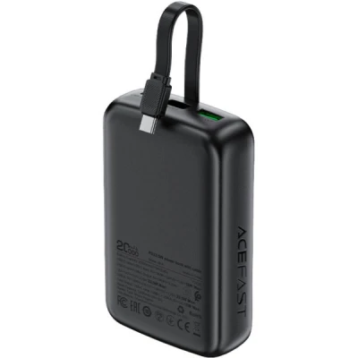 Портативная батарея Acefast 20000mAh 22,5W PD, QC/3.0 USB-A+USB-C In/Out,build-in cable M14 Black — фото 2