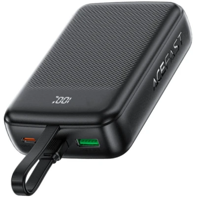 Портативная батарея Acefast 20000mAh 22,5W PD, QC/3.0 USB-A+USB-C In/Out,build-in cable M14 Black (6974316283966) [6974316283966-B] — фото 3