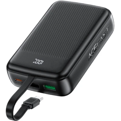 Портативна батарея Acefast 20000mAh 22,5W PD, QC/3.0 USB-A+USB-C In/Out,build-in cable M14 Black (6974316283966) [6974316283966-B] — фото 4