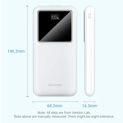 Портативна батарея Vention 10000 mAh 22.5W Black LED Display Type — фото 2