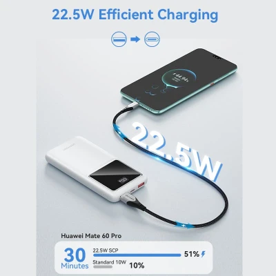 Портативна батарея Vention 10000 mAh 22.5W Black LED Display Type (FHKB0) [FHKB0-B] — фото 6