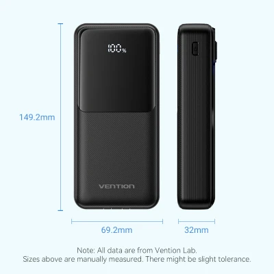 Портативная батарея Vention 20000 mAh 22.5W with Built-in USB-C and Lightning Cables — фото 2