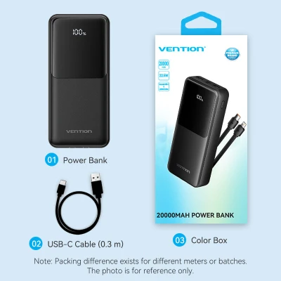 Портативная батарея Vention 20000 mAh 22.5W with Built-in USB-C and Lightning Cables (FHPB0) [FHPB0-B] — фото 12