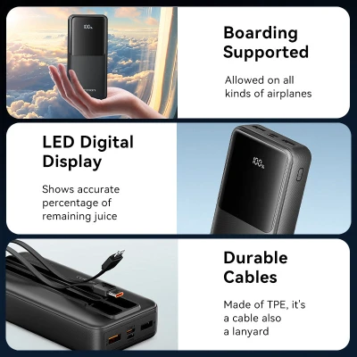 Портативная батарея Vention 20000 mAh 22.5W with Built-in USB-C and Lightning Cables (FHPB0) [FHPB0-B] — фото 6