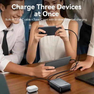 Портативная батарея Vention 20000 mAh 45W Mini with Built-in USB-C Cable Gray (FHGH0) [FHGH0-B] — фото 7