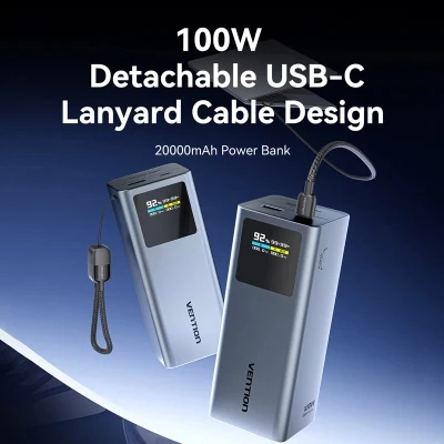 Портативная батарея Vention 20000 mAh 100W Gray TFT Display Type (FKCH0) [FKCH0-B] — фото 3