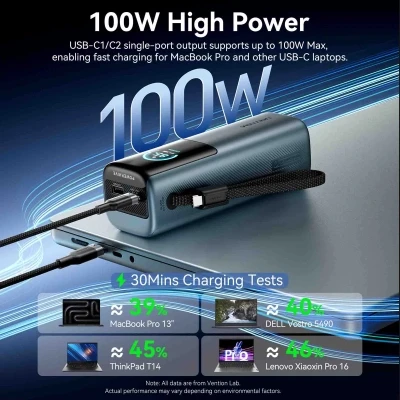 Портативна батарея Vention 20000 mAh 165W Gray TFT Display Type (FKFH0) [FKFH0-B] — фото 7