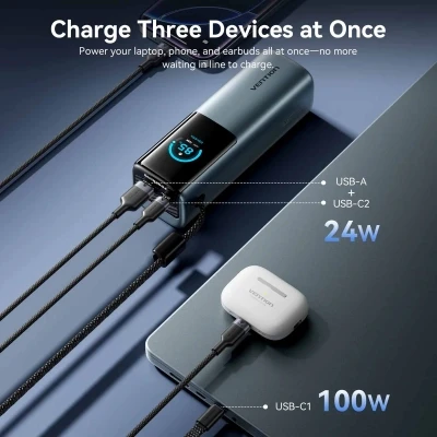 Портативна батарея Vention 20000 mAh 165W Gray TFT Display Type (FKFH0) [FKFH0-B] — фото 9