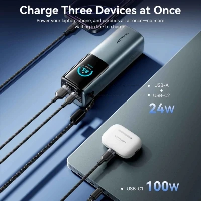 Портативна батарея Vention 27000 mAh 200W Gray TFT Display Type (FKGH0) [FKGH0-B] — фото 9