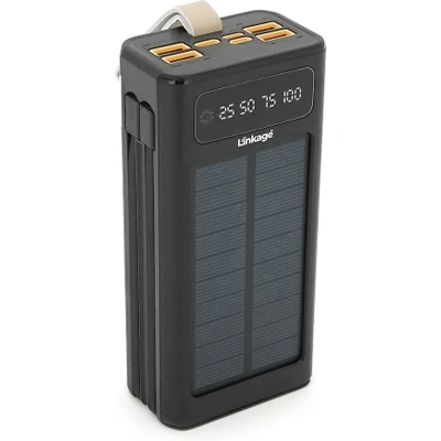Портативна батарея Linkage 30000mAh, Solar, 22.5W, cables Туре-С+Lighting, Black