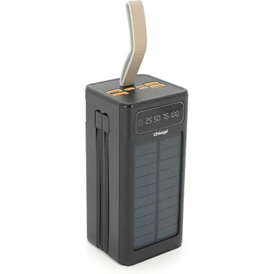 Портативна батарея Linkage 50000mAh, Solar, 22.5W, cables Туре-С+Lighting, Black