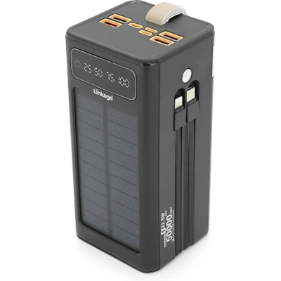 Портативная батарея Linkage 50000mAh, Solar, 22.5W, cables Туре-С+Lighting, Black (LKP-47) [LKP-47-B] — фото 3