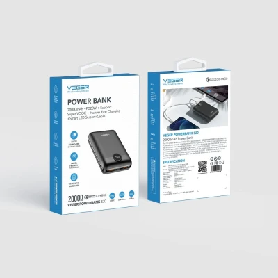 Портативна батарея VEGER 20000mAh S20 22.5W PD/3/0 QC/3.0 black (6970453554198) [6970453554198-B] — фото 3