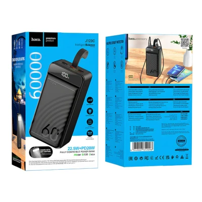 Портативная батарея HOCO 60000mAh Element PD/20W, QC/22.5W, LED Lamp, Black (J123C / 714736) [J123C714736-B] — фото 5