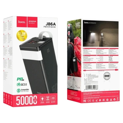Портативная батарея HOCO 50000mAh Powermaster PD/20W, QC/22.5W, Lamp, Black (J86A / 714738) [J86A714738-B] — фото 5