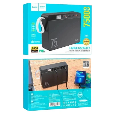 Портативна батарея HOCO 75000 mAh Overlord PD/20W, QC/3.0/22.5W, Black (J94 / 714739) [J94714739-B] — фото 5