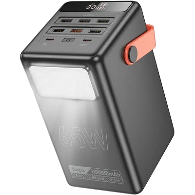 Портативна батарея HOCO 100000mAh Max Centurion PD/65W, QC, LED Lamp, Black — фото 2