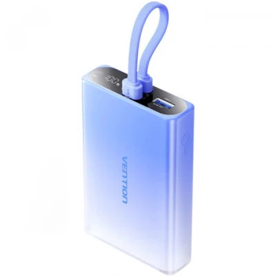 Портативная батарея Vention 10000mAh 22,5W PD, USB-A, USB-C In/Out, Lightning In/Out, LED display, Blue