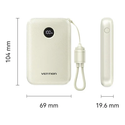 Портативная батарея Vention 10000mAh 22,5W Fast Charging, USB-A, 2xUSB-C Beige — фото 2