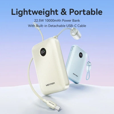 Портативная батарея Vention 10000mAh 22,5W Fast Charging, USB-A, 2xUSB-C Beige (FKAN0-C) [FKAN0-C-B] — фото 4