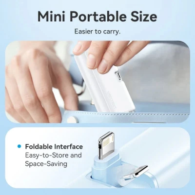 Портативна батарея Vention 4800mAh 22,5W PD, USB-C In/Out, LED display, with built-in Lightning cable Black (FHRB0) [FHRB0-B] — фото 3