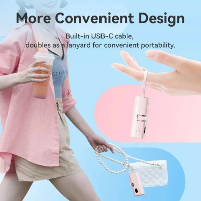 Портативна батарея Vention 4800mAh 22,5W PD, USB-C In/Out, LED display, with built-in Lightning cable Black (FHRB0) [FHRB0-B] — фото 5