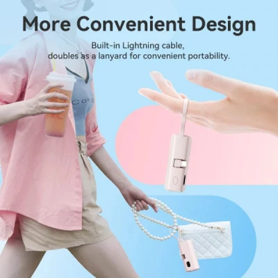 Портативная батарея Vention 4800mAh 22,5W PD, USB-C In/Out, LED display, with built-in USB-C cable Black (FHQB0) [FHQB0-B] — фото 6