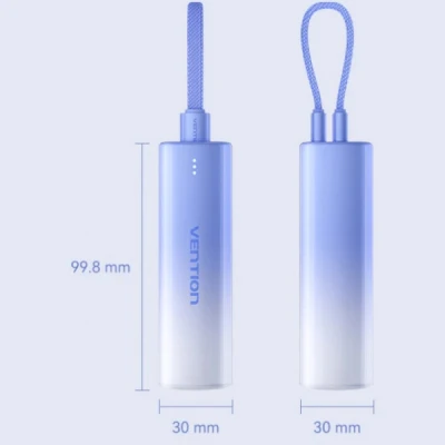 Портативная батарея Vention 5000mAh 20W PD, USB-C In/Out, Lightning In/Out, with cable, Gradient Blue — фото 2