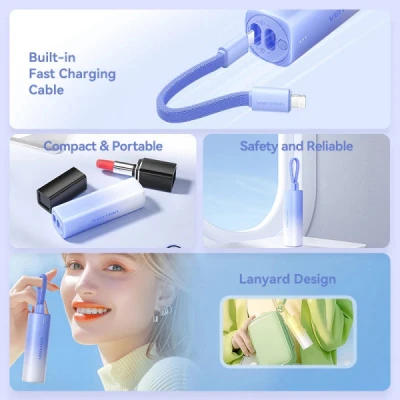 Портативна батарея Vention 5000mAh 20W PD, USB-C In/Out, Lightning In/Out, with cable, Gradient Blue (FHWL0) [FHWL0-B] — фото 5