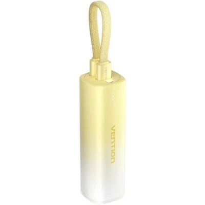 Портативная батарея Vention 5000mAh 20W PD, USB-C In/Out, Lightning In/Out, with cable, Gradient Yellow