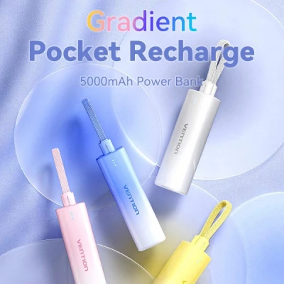 Портативна батарея Vention 5000mAh 20W PD, USB-C In/Out, Lightning In/Out, with cable, Gradient Yellow — фото 2