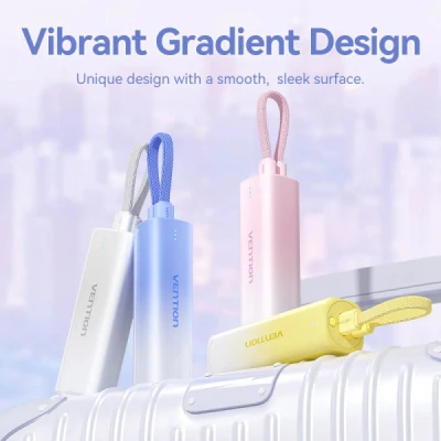 Портативная батарея Vention 5000mAh 20W PD, USB-C In/Out, Lightning In/Out, with cable, Gradient Yellow (FHWY0) [FHWY0-B] — фото 3