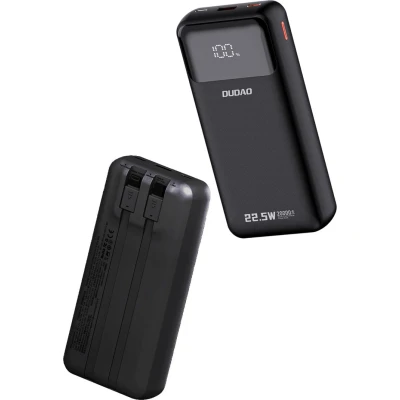 Портативна батарея Dudao K15Pro 20000mAh PD/22.5W, QC, with built-in cables, Black — фото 2